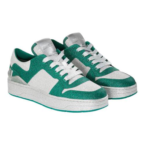 JIMMYCHOO/皮革拼糖纸革运动鞋
