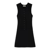 末6折SANDRO2025秋冬新款 女装 法式 季 黑色无袖 收腰扣饰针织连衣裙