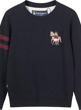 暇步士童装儿童加绒毛衣25秋冬新品大童厚女童休闲线衣男童套头衫