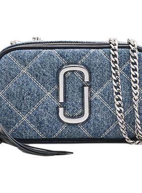 【季末折扣】MARC JACOBS/莫杰 SNAPSHOT 丹宁牛仔绗缝链条相机包