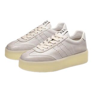 复古增高厚底鞋 莎莎苏春夏新款 女擦色运动休闲板鞋 奶油吐司