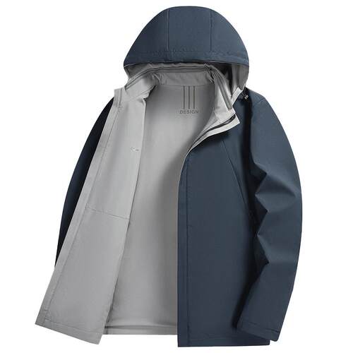 罗蒙连帽修身双面穿夹克可拆卸帽