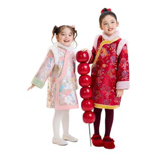 年衣童装旗袍裙儿童冬季新款女童中式改良旗袍长袖加厚连衣裙礼服
