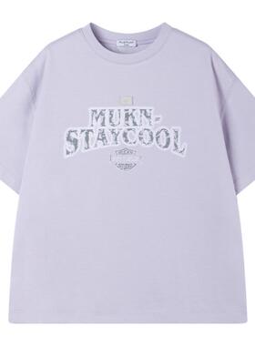 MUCMUKN【星空遐想】sorona光盾凉感潮牌印花短袖紫色T恤男童夏季