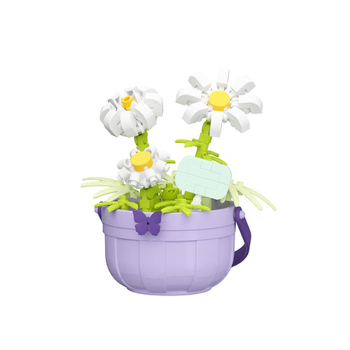 潮乐创盆栽永生花积木拼装玩具
