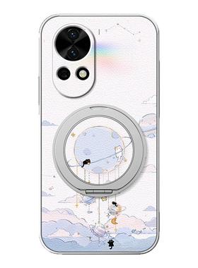 旋转猫咪适用华为nova14pro手机壳13nova12ultra/11/10/9se新款nova8活力版磁吸支架旋转女款卡通小羊皮防摔