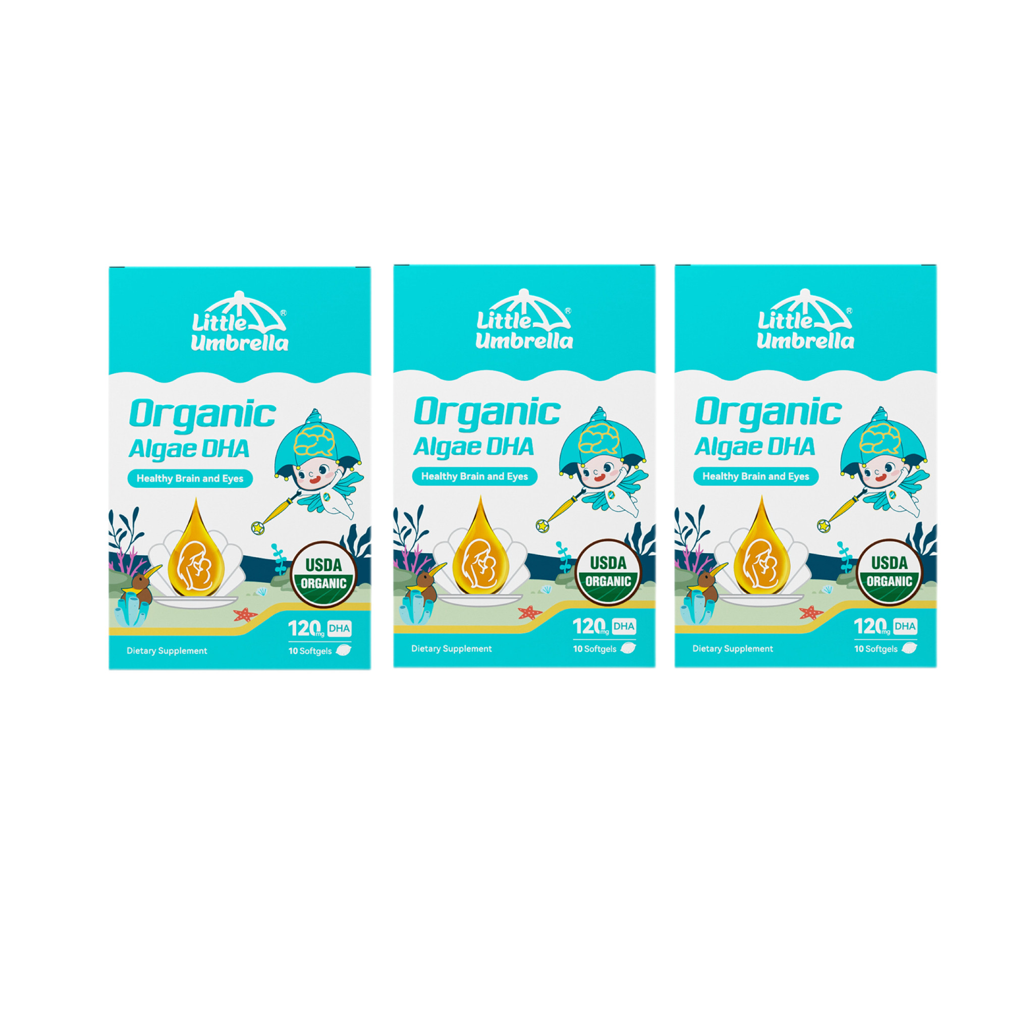 【百亿补贴】3盒装小小伞有机纯DHA藻油婴幼儿DHA60粒0-3岁专研,婴童食品,DHA/鱼油/藻油,淘宝优惠券,粉丝福利购,淘宝优惠卷