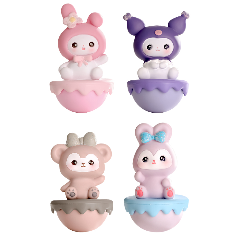 卡通可爱桌面小摆件不倒翁治愈解压打工人办公室女生工位装饰品