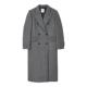 SANDRO秋冬女装 毛呢大衣外套 优雅灰色戗驳领双排扣长款 法式 时尚