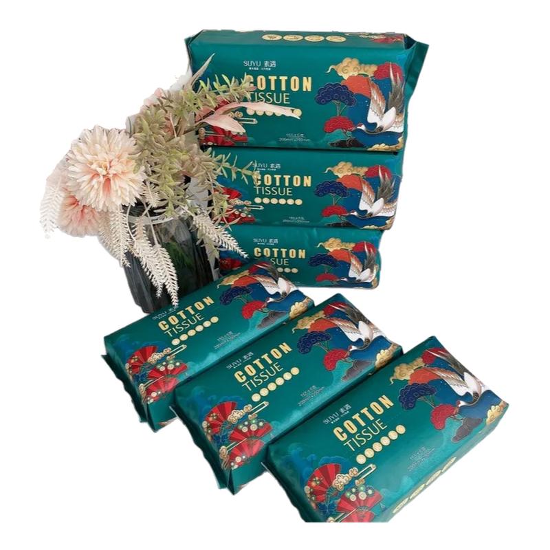 素遇国风高颜值一次性洗脸巾6包，珍珠纹路可干湿两用纯棉加厚