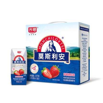 光明莫斯利安草莓酸酪酸奶200g*12盒常温营养早餐酸奶