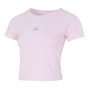 阿迪达斯女装DCE BABY TEE三条纹舞动系列短款修身短款短袖T恤