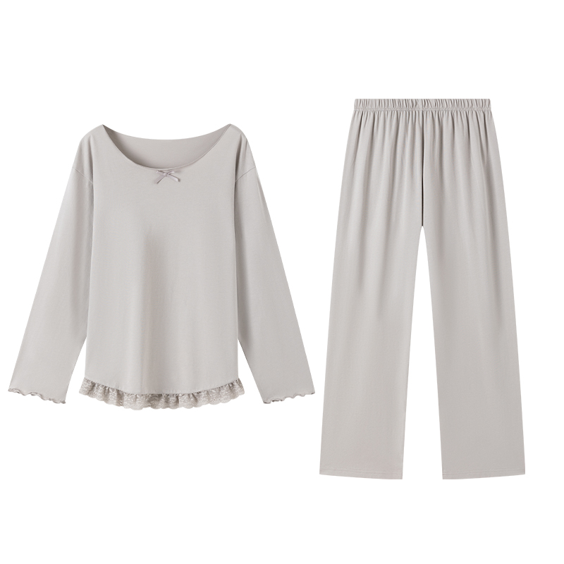 顶瓜瓜纯棉睡衣女休闲素色舒适慵懒风可外穿2025年薄款家居服套装