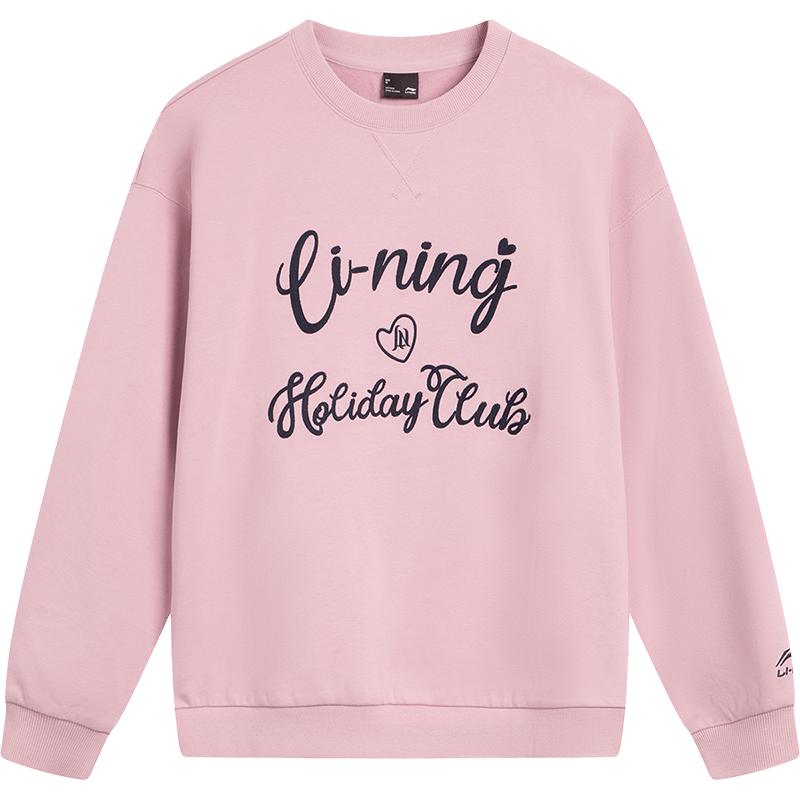 李宁女士刺绣圆领无帽卫衣