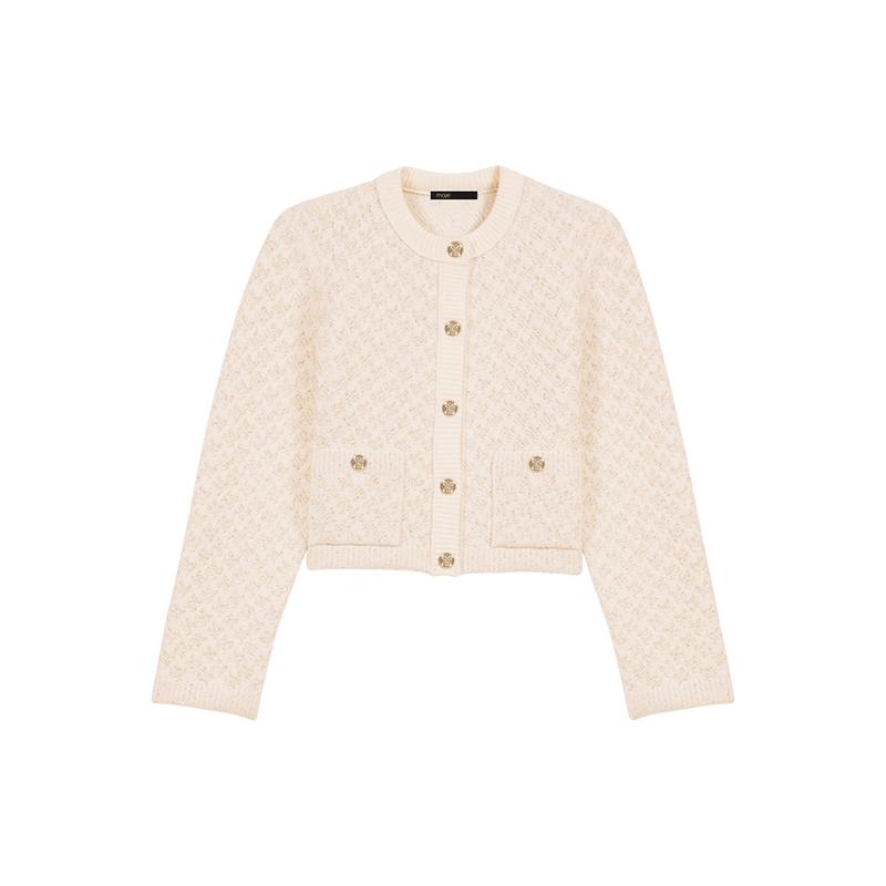 Maje时尚圆领长袖短款针织开衫