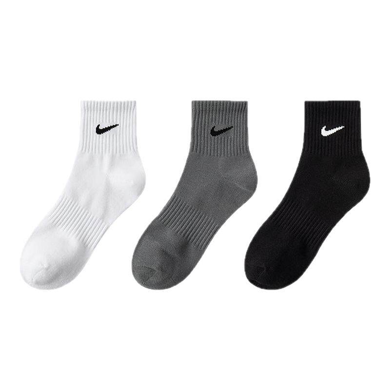 Nike耐克袜子3双装26夏季薄款中筒袜男女童棉袜透气散热长袜宝宝