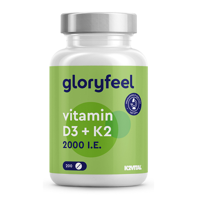 【自营】GloryFeel进口维生素d3k2片2000iu阳光vd3成人孕妇补钙