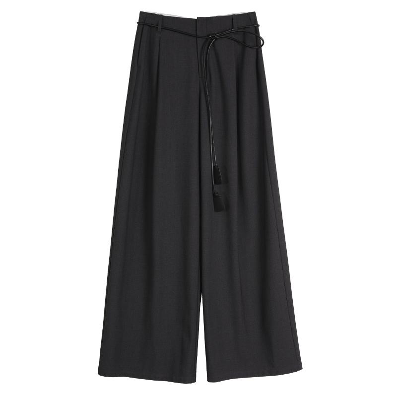 ELLE黑色宽松阔腿休闲裤