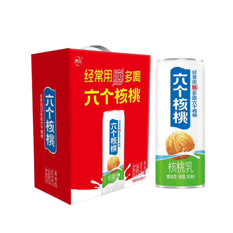 养元六个核桃240ml*10/12罐整箱送礼植物蛋白核桃乳饮品饮料,咖啡/麦片/冲饮,植物蛋白饮料/植物奶/植物酸奶,淘宝优惠券,粉丝福利购,淘宝优惠卷