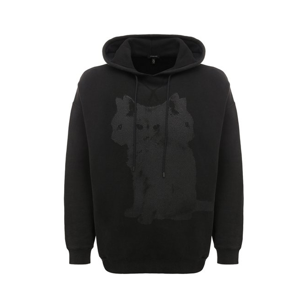 R13秋冬通勤风三猫印花连帽卫衣