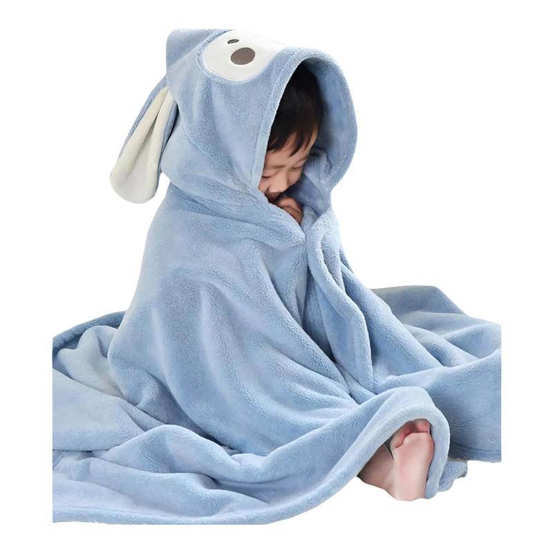 婴童用品婴儿浴巾速干吸水不掉毛儿童洗澡裹巾男女宝宝带帽斗篷可穿式浴袍