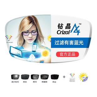 法国依视路镜片钻晶膜致防蓝光1.60非球面膜岩近视膜洁1.67配眼镜