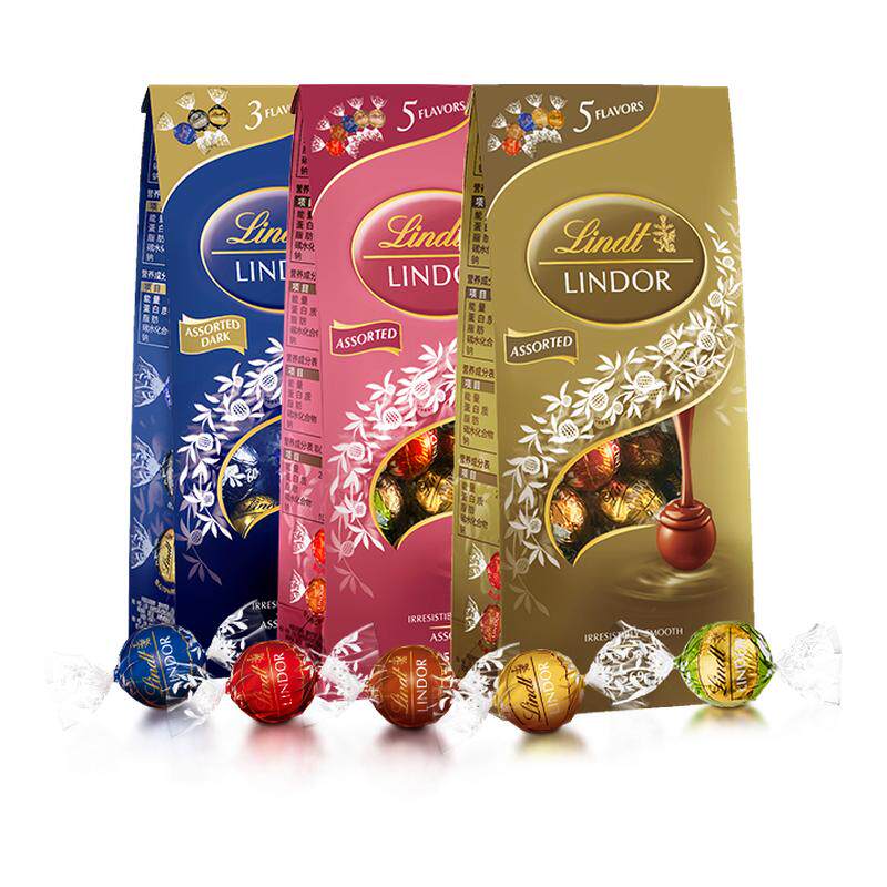 【百亿】LINDT瑞士莲软心牛奶巧克力黑巧多口味分享袋装零食569g