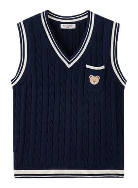 【抗静电】PawinPaw卡通小熊童装26年春夏新款男童男宝宝针织马甲