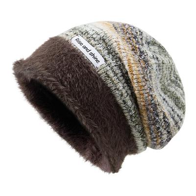 复古时尚花纱抗静电堆堆针织帽