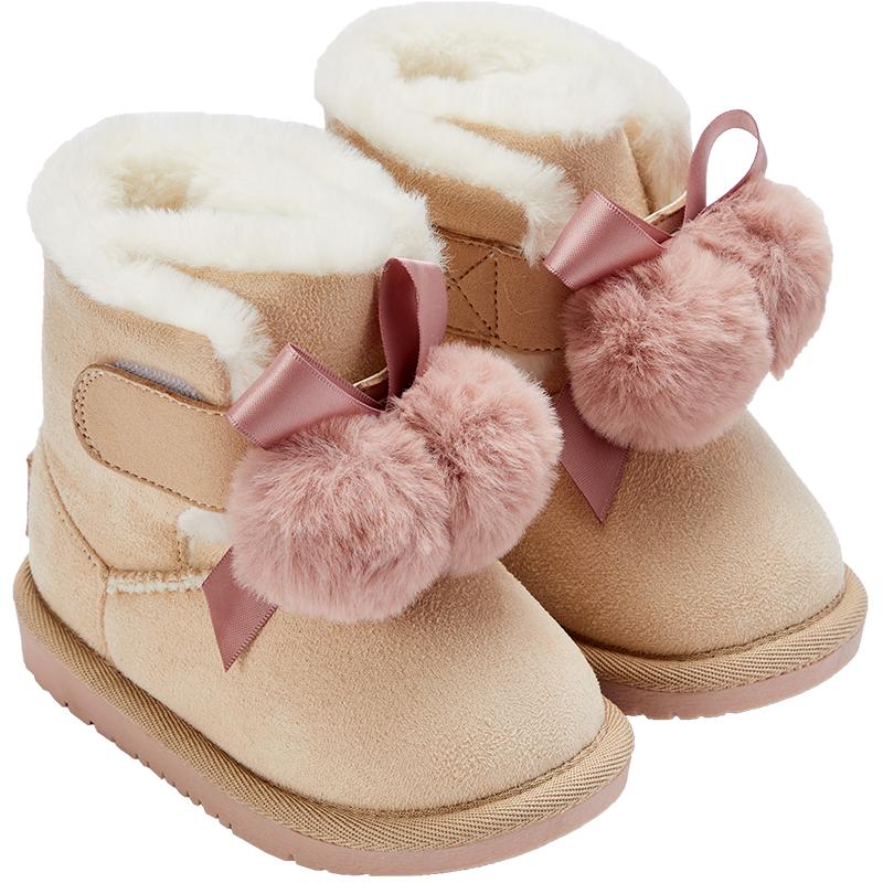 戴维贝拉女童加绒雪地靴棉靴