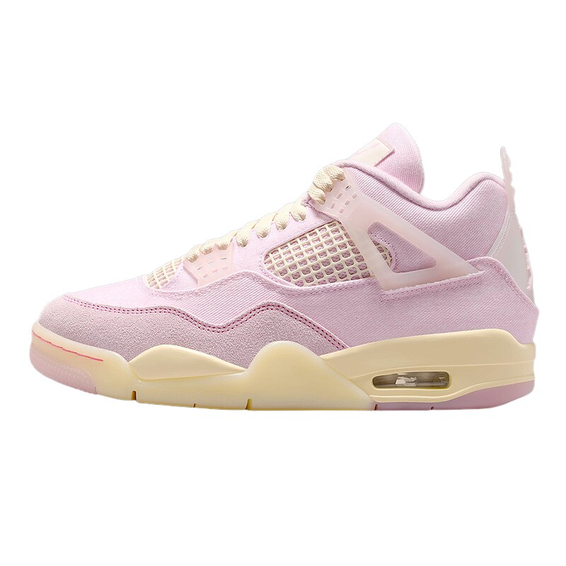 JORDAN耐克女鞋AJ4粉色拼接牛仔复古运动鞋复刻休闲鞋IB6716-600