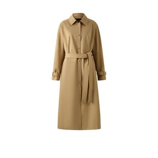 PRICH时尚 廓形长外套女 英伦风翻领收腰环保纤维风衣春季