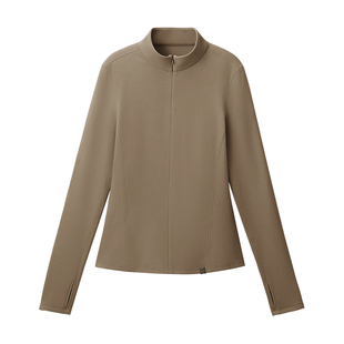 蕉下摇粒绒打底衫秋冬季女士半拉链修身内搭保暖上衣运动t恤