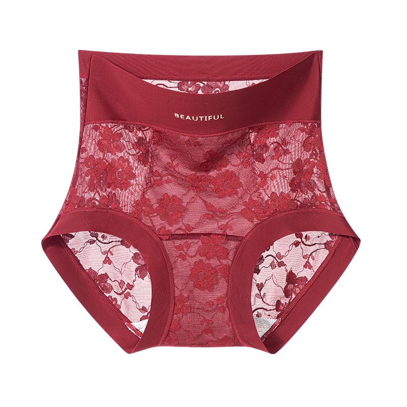 芬腾本命年性感蕾丝收腹红内裤女