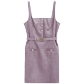 bebe2025秋季 新款 女士清新紫色气质背心梭织连衣裙350009