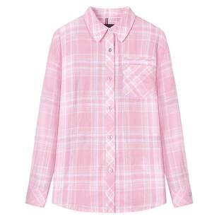 薄外套格子上衣 空调衫 TeenieWeenie小熊棉亚麻混纺衬衫 春夏季