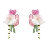 甜美粉色花朵耳夹女夸张气质高级度假耳环无耳洞小众设计独特耳饰