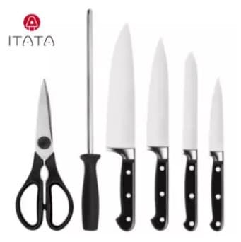 ITATA 6+1 Stainless Steel Knife Set with Chopping Board White