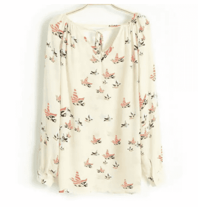 Style Women Lady Chiffon T Shirt Floral Print Long Sleeve Casual Tops
