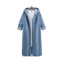 Women Hooded Casual Long Sleeve Denim Jacket Long Jean Coat Outwear Overcoat Winleworld A1