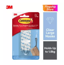 3M Command Clear Large Hook With Clear Strips (1pcs/pck) Wall Adhesive