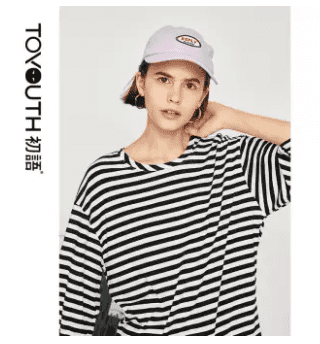 Toyouth 2019 Women Summer T-Shirt Casual Stripe Print Round Neck Three-Quarter Sleeve Shirt Female Loose Split Cotton Tops
