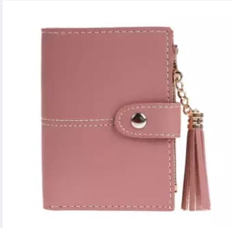 DomybestShop 2018 New Fashion Women PU Leather Button Tassel Short Wallet Card Coin Holder Clutch Purse (Bean Red)