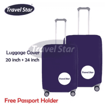 BUNDLE : TRAVEL STAR 2 IN 1 Luggage Protector Cover (20+24 INCH) - Dark Blue + Free Passport Holder