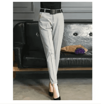 Grey 2017 Fashion Women Harem Pants Cuffs Work Trousers Female Office Lady Pencil Pants Spring Woman Clothing Casual Stripe Bottom