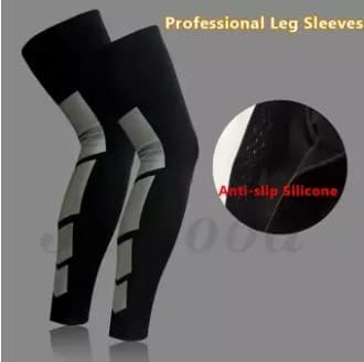 JvGood Recovery Compression Leg Sleeve Sport Stretch Knees Long Support Pads Calf Support Sports Leg Knee Support Protective Pad Outdoor Sports Support Guards with Free Wrist Guard