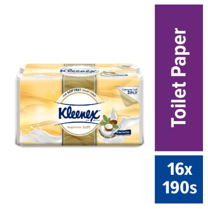 KLEENEX SUPREME SOFT SHEA BUTTER TOILET TISSUE - 3PLY (190S X 16 ROLLS)