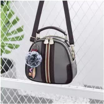 Dreamtale Fashion handbeg wanita handbeg wanite Round Handbag with Special Zip Tag & Free Furball