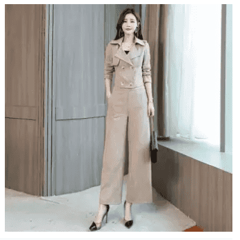 Women's Suit Short Suit Wide Leg Pants Two-piece Female New Fashion