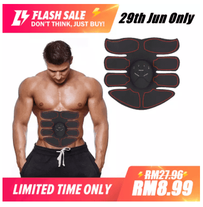 LazChoice EMS Intelligent Strength Training Patch (1 Abdomen + 1 Main) (Black + Red)